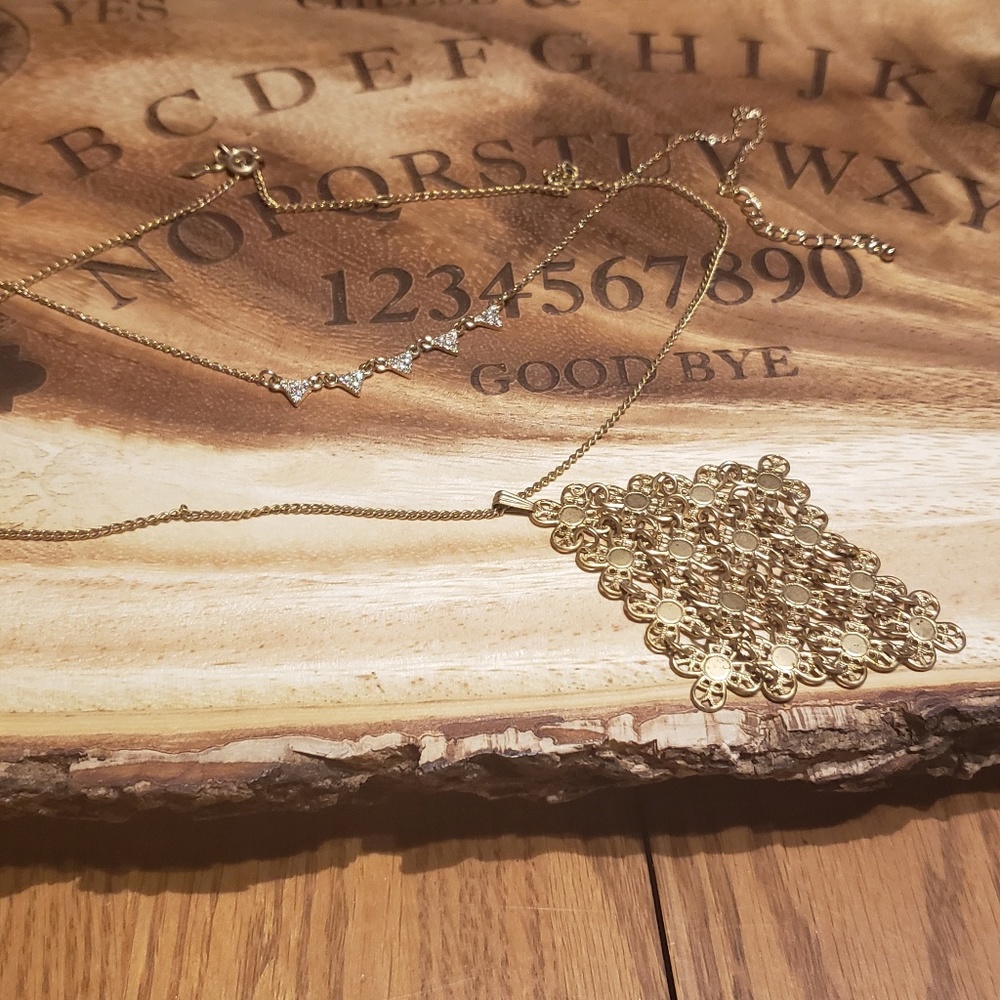Gold tone costume necklaces. Set of 2